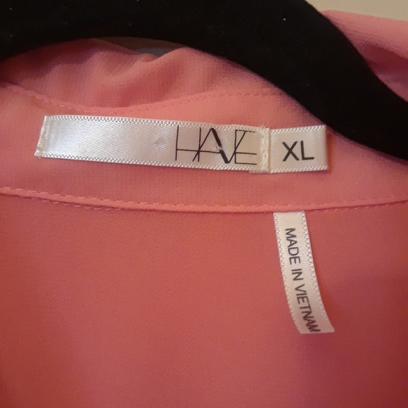 HAVE womens peach chiffon sleeveless button up ruffled top size XL - Picture 9 of 9